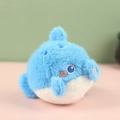 Cute blue plush dolphin keychain with embroidery eyes and soft white belly - Blue Pufferfish