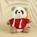 Plüsch-Panda-Schlüsselanhänger im roten Hoodie mit weichem braun-weißem Kunstfell - Brauner Panda Mit Rotem Hoodie