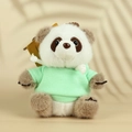 Détail d'une peluche panda en sweat à capuche vert menthe avec texture de fourrure douce - Panda Brun Avec Sweat Vert