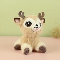 Cute light brown plush deer keychain with glittery antlers and embroidered details - About 12cm / Brown