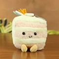 Cute striped plush cake keychain with floral detail and silver ball chain for bag decor - Pink / About 12cm