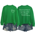 Gedetailleerd achteraanzicht van groene sweatshirt met witte gedrukte tekst - S / Grasgroen / Wit Lettertype