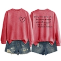 Vues détaillées avant et arrière du sweat-shirt rose rouge avec texte inspirant au dos - Rouge / Police Noire