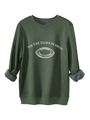 Detail of dark green sweatshirt fleece lining with 'Tis the Damn Season' print - S / Army Green