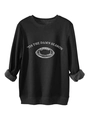 Detail of black fleece sweatshirt inner lining and white 'Tis the Damn Season' football print - Black