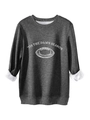 Detail of dark grey crewneck sweatshirt with 'Tis the Damn Season' print and football motif - Dark Gray
