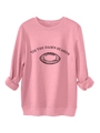 Detailed macro view of pink crewneck sweatshirt with 'TIS THE DAMN SEASON lettering - Peach