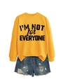 Detail of 'I'M NOT for EVERYONE' black lettering on a yellow long sleeve sweatshirt - S / Yellow (Black Font)