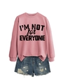 Pink crew neck sweatshirt with I'm Not For Everyone print and ripped denim shorts - S / Rose Gold (Black Font)