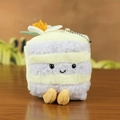 Cute plush cake charm with yellow and purple stripes and silver metal bead chain - Purple / About 12cm