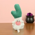 Cute green onion plush keychain with a smiling face and soft white fringe on wooden surface - Dark Green Onion