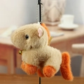 Süßer Capybara-Pony Plüschanhänger mit orangen Akzenten und Goldglöckchen an Silberkette - Braun-Orange