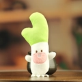 Cute green and white plush leek keychain with embroidered face and root details - Light Green Onion