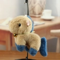 Süßer braun-blauer Capybara Plüsch-Anhänger mit goldener Glocke und Metall-Kugelkette - Braun Blau