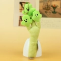 Plush broccoli pendant toy with cute embroidered faces and gold ball chain hook - Coriander