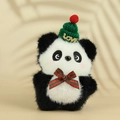 Portachiavi panda di peluche con cappello verde, scritta love e fiocco festivo - 12cm / Stile Cappello Verde