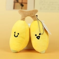 Süßer gelber Bananen-Plüschanhänger mit Smileys und silberner Kugelkette für Taschen - Mini-Banane