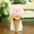 Portachiavi peluche Capybara rosa con design a cono gelato e ricami curati - 13cm / Rosa