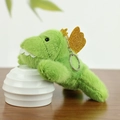 Portachiavi dinosauro in peluche verde con ali di paillettes dorate su legno - Dinosauro / Dinosauro verde