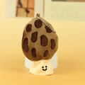 Süßer Pilz-Plüsch-Schlüsselanhänger mit braun gepunkteter Kappe, Smiley und Perlenkette - Pilz
