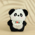 Cute panda plush keychain with green checkered bib and I Love U embroidery detail - 12cm / Light Blue Bib Style