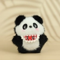 Cute panda plush keychain with red checkered scarf and I Love You embroidery - 12cm / Red Bib Style