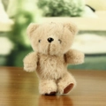 Simpatico portachiavi a forma di orsetto di peluche marrone chiaro con pelliccia morbida - Cuoio / 14cm