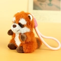 Cute bright orange plush raccoon bear charm with pink woven lanyard for bags - Orange