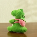 Cute green plush dinosaur keychain with a small pink strawberry backpack and metal ring - Strawberry Style / 12cm