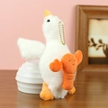 Cute white goose plush keychain with orange lobster accessory and golden bead chain - Lobster Style (G Lobster Style) / About 17cm