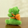 Cute green plush dinosaur keychain with orange carrot backpack and soft fur texture - Carrot Style / 12cm