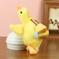 Cute yellow plush goose keychain with a little bee backpack and gold chain hook - Bee Style (G Bee Style) / About 17cm