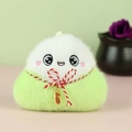 Portachiavi peluche zongzi verde e bianco con ciondolo dorato portafortuna Na Fu - Occhi Tondi