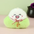 Portachiavi peluche Zongzi verde con targhetta dorata portafortuna e ricamo - Socchiudere gli occhi