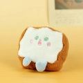 Schattige pluche toast brood sleutelhanger met borduursel en blauwe voetjes - Vierkant Geroosterd Brood
