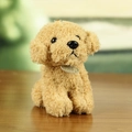 Portachiavi cane di peluche beige con ciondolo LOVE su sfondo in legno - Beige