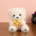 Cute light pink plush teddy bear keychain toy with a yellow fruit slice accessory - L Pink Orange Style / About 13cm
