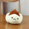 Ciondolo peluche a forma di panino con pelliccia bianca e parte superiore marrone - Char Siu Bao / Circa 9 cm