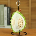 Süßer grüner Durian Plüsch Schlüsselanhänger mit Cartoon Fruchtfleisch und Metallring - Geöffneter Fruchtfleisch Stil(01) / Grün