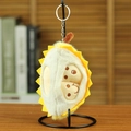 Süßer Plüsch Durian Schlüsselanhänger mit Stickerei und silberner Metallkette für Taschen - Geschlossener Schalenstil(01) / Gelb
