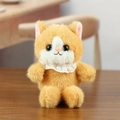 Cute orange and white plush cat doll with delicate lace collar on a wooden desk - Approx. 14cm / Orange