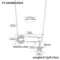 Collana con spilla da balia in acciaio argento e ciondolo a stella in zircone - Stile Stella d'Argento