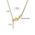 Detail of adjustable 18k gold plated box chain showing dimensions and lobster clasp - Gold Color Box Chain Necklace (P1178-4)