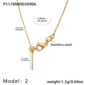 Detail of adjustable 49cm gold-plated stainless steel chain with lobster clasp and slider - 49cm / Cross Chain Necklace (P1178-2) / Gold