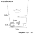 Collana a spilla di sicurezza in acciaio argento con pendente a stella e cuore - Stile Cuore Argento