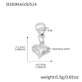 Polished stainless steel heart charm with lobster clasp for DIY jewelry, 1.1cm silver pendant - 4 Pieces / Steel Heart Pendant (D280)