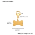 Gold stainless steel dog bone charm with lobster clasp 1.35x0.8cm for DIY jewelry - Gold Bone Pendant (D386)