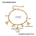 Dettagli del bracciale in acciaio inossidabile con ciondoli a farfalla e cuore e misure esatte - 16+5cm / Braccialetto Oro (TXE388)