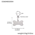 Silver stainless steel puppy bone pendant with lobster clasp for necklaces and bracelets - Steel Bone Pendant (D386)