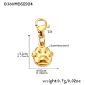 Golden stainless steel cat paw pendant with cubic zirconia and dimensions for DIY jewelry - Gold Paw Pendant (D388)